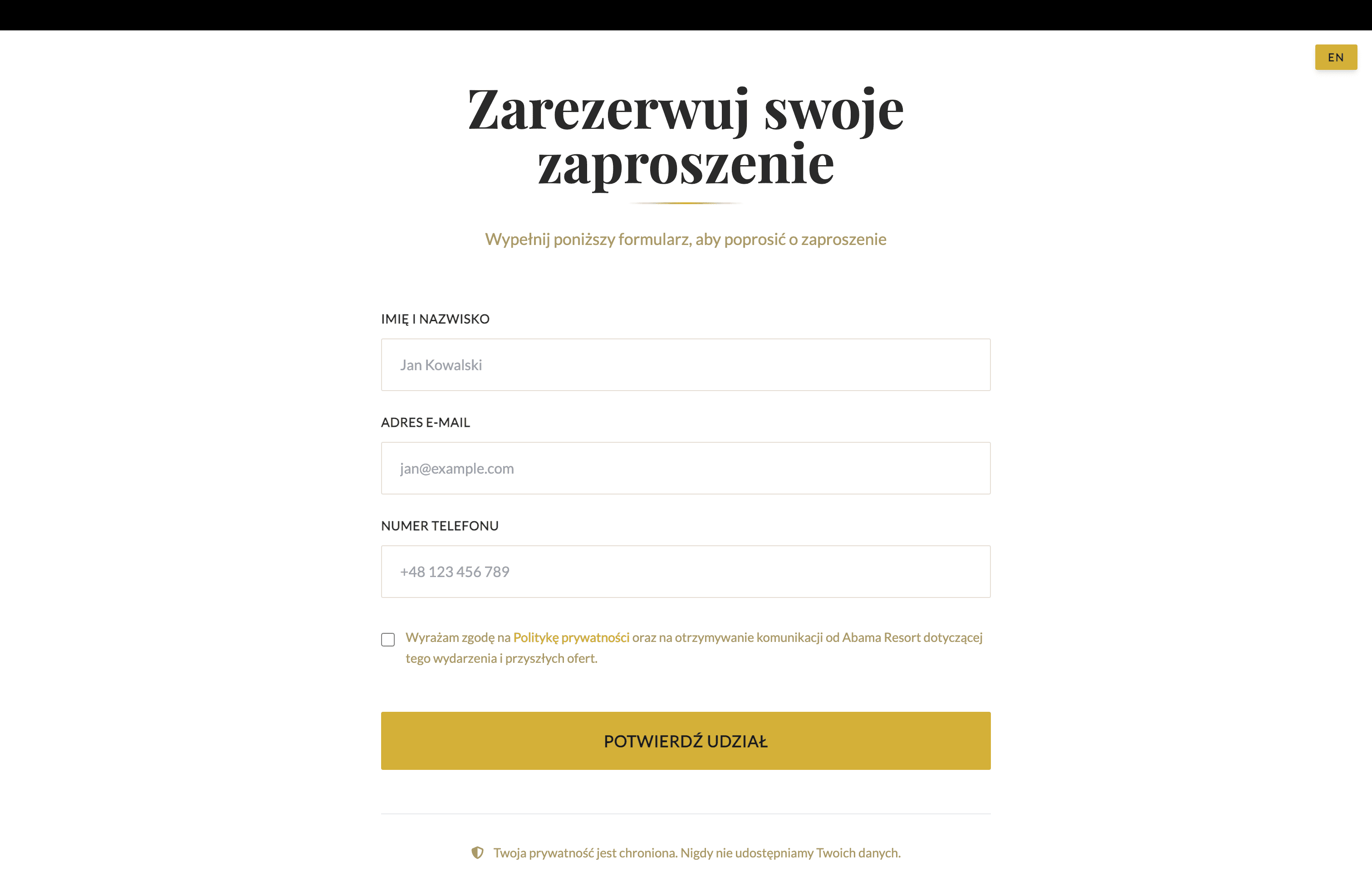 Landing Abama – sekcja